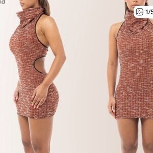NWT Coucoo Backless Mini Orange Dress Tweed Size S